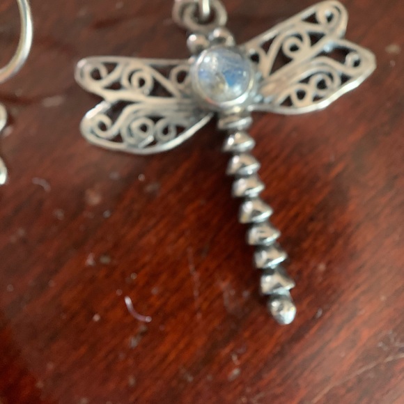Sterling and Moonstone Dragonfly Earrings - Picture 2 of 5